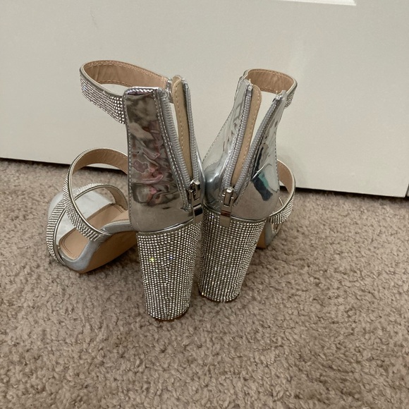Sparkle Scene Rhinestone Chrome Block Heels - Picture 4 of 7